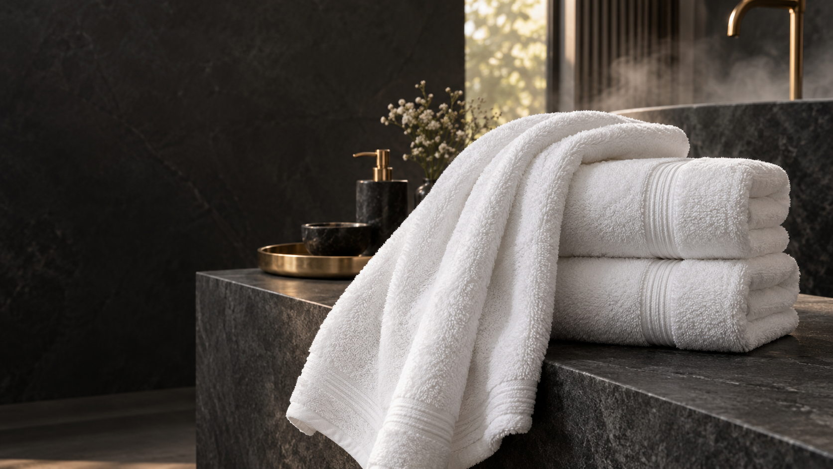 Hotel Classic plush white bath towels