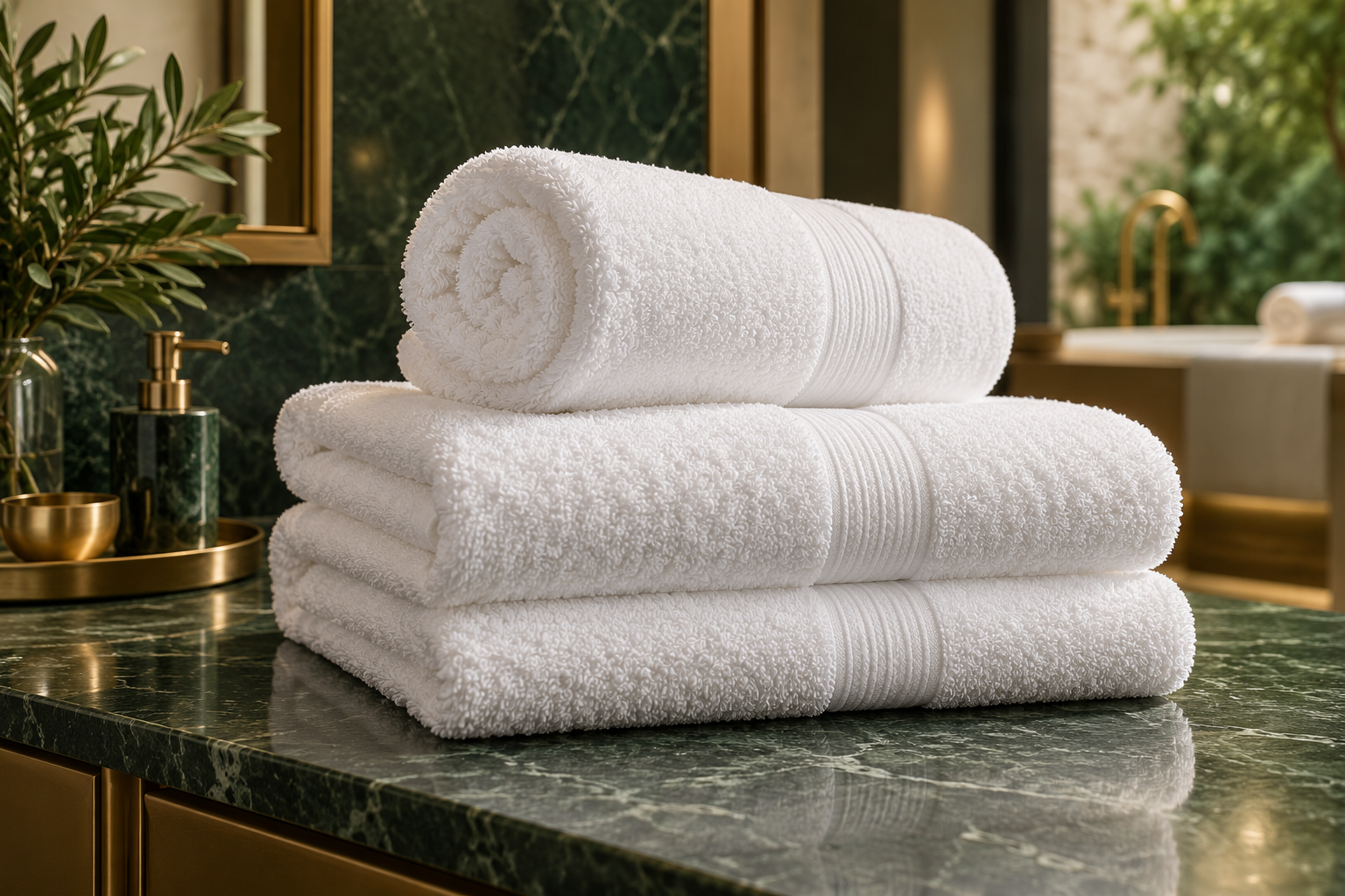 Signature 550 GSM white bath towels